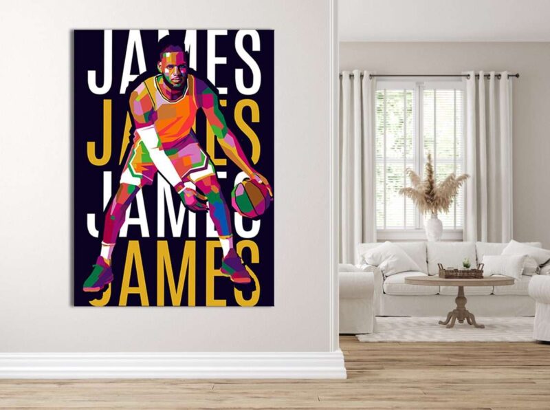 Lebron James Canvas Basketball Art Sports Illustration LJ Basketball Art Modern Absract Art 3