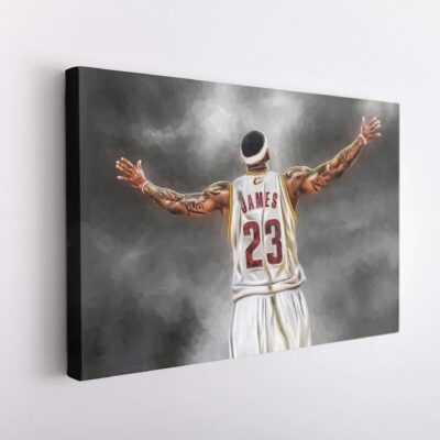 Lebron James Canvas Print, King James Basketball Player Poster, Boys Room Wall Decor, Basketball Wall Art, Famous Basketball Legend 2 Boys Room Wall Decor