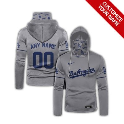 Los Angeles Dodgers #00 3D Personalized Silver Jersey Style Custom Number Name For Dodgers Gaiter Hoodie GH0813