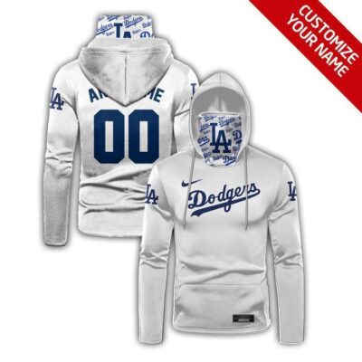 Los Angeles Dodgers #00 3D Personalized White Jersey Style Custom Number Name For Dodgers Gaiter Hoodie GH0995