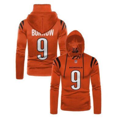 Cicinati Bengals Joe Burrow #9 Nfl Super Bowl Chamions Orange Jersey Style Gift For Bengals And Burrow Fans Gaiter Hoodie GH0168