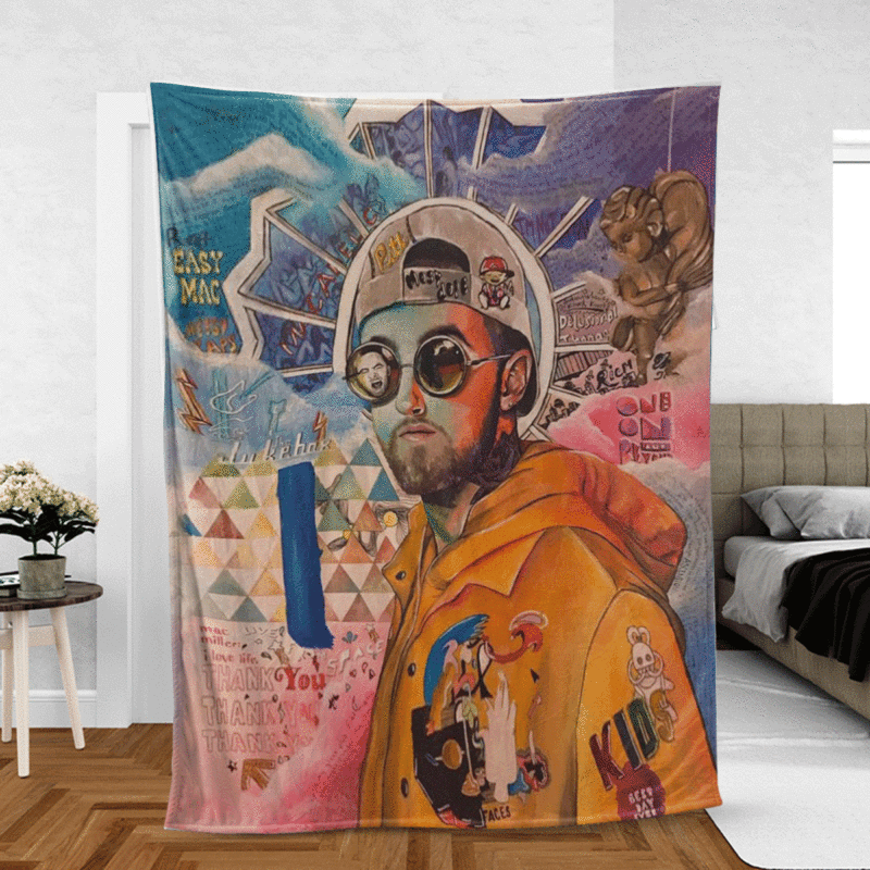 Mac Miller Wpap Pop Art Thank You For The Memories Ver2 Gift Comfy Sofa Throw Blanket Gift 1