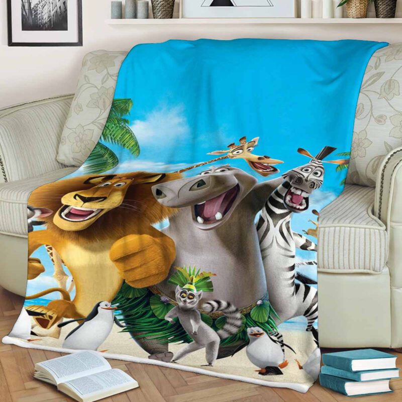 Funny Madagascar Characters Comfy Sofa Throw Blanket Gift