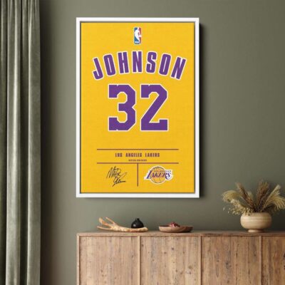 Magic Johnson NBA Jersey Art, Los Angeles Lakers Playmaker, #32 Jersey Canvas, Magic Johnson LA Lakers Jersey, NBA Basketball Famous Legends