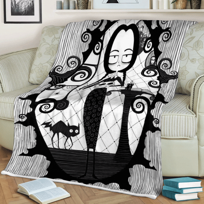 Merlina Addams Wednesday Addams Cartoon Gift Lover Comfy Sofa Throw Blanket Gift 1