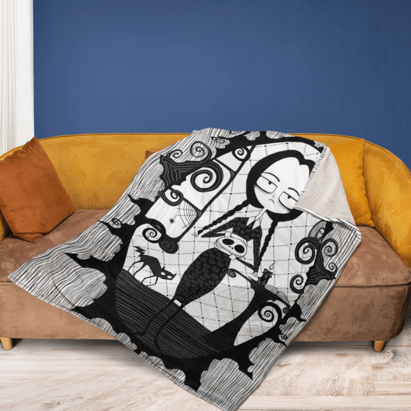Merlina Addams Wednesday Addams Cartoon Gift Lover Comfy Sofa Throw Blanket Gift 2