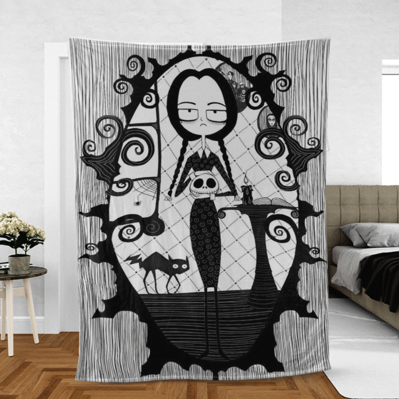 Merlina Addams Wednesday Addams Cartoon Gift Lover Comfy Sofa Throw Blanket Gift