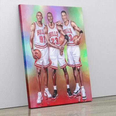Michael Jordan Dennis Rodman Scottie Pippen Canvas Print Basketball Gifts Poster Chicago Bulls Legends Sports Art Wall Home Decor