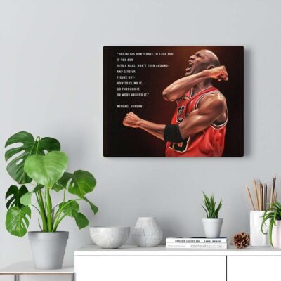 Michael Jordan Motivational Quote Canvas Wall Art Print, Basketball Poster, Athlete, Sport Art For Living Room, Gym, Kids, Office 2 Athlete