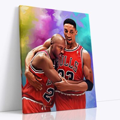 Michael Jordan Poster Scottie Pippen Canvas Print Flu Game Chicago Bulls Legend Basketball Gift Wall Art Home Decor NBA