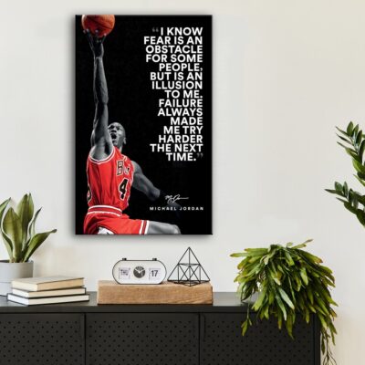 Michael Jordan Quote Wall Art Canvas, Inspirational Success Poster, Chicago Bulls, Inspirational Quote
