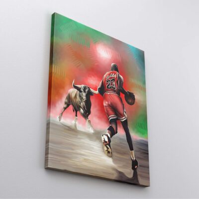 Michael Jordan Vs Bull Canvas Print Jordan Poster Basketball Gifts Chicago Bulls Legend Sports Art Basketball Wall Art Home Decor 2