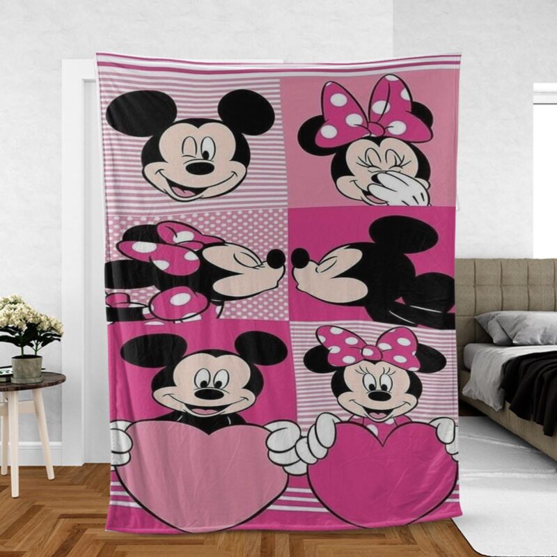 Disney Mickey Mouse Minnie Mouse Gift For Fan Comfy Sofa Throw Blanket Gift