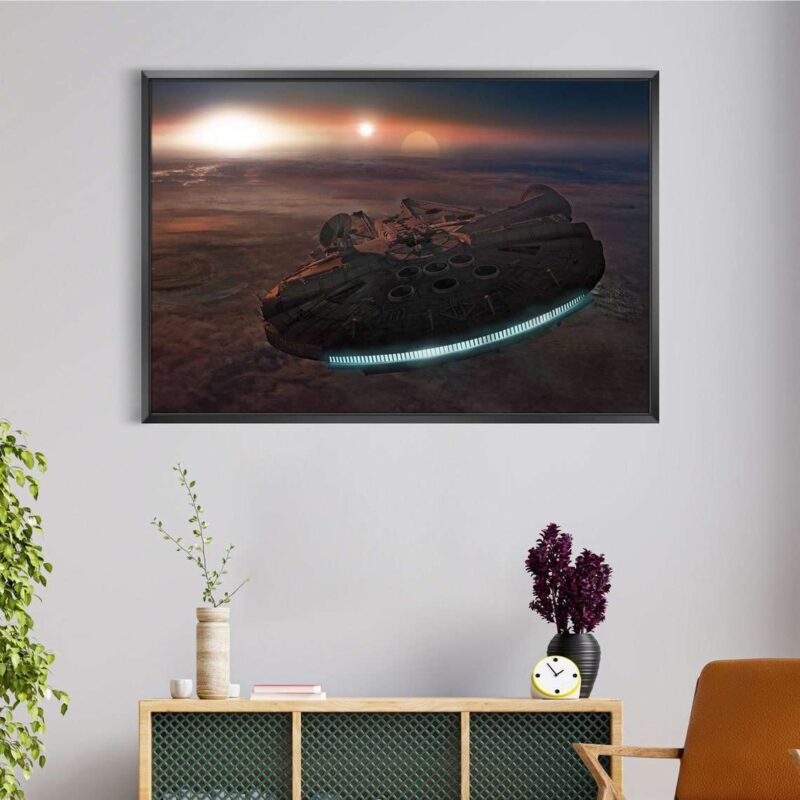 Millenium Falcon Star Wars Movie Planet Print Wall Art Canvas 2