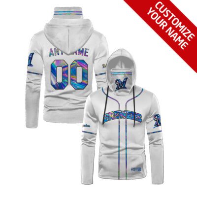 Milwaukee Brewers #00 3D Personalized White Jersey Style Custom Number Name For Brewers Fans Gaiter Hoodie GH0460