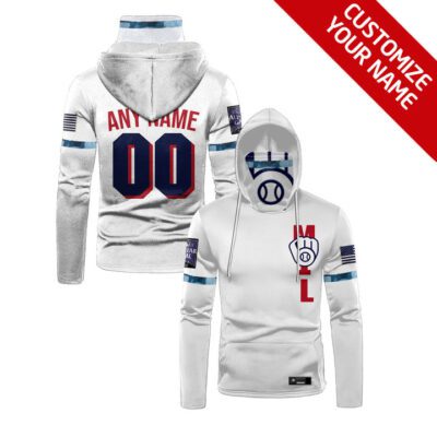Milwaukee Brewers Mlb Baseball Team Logo White Jersey Style Custom Number Name For Brewers Fans Gaiter Hoodie GH0659