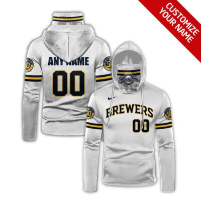 Milwaukee Brewers Mlb Baseball Team White Jersey Style Custom Number Name For Brewers Fans Gaiter Hoodie GH0984