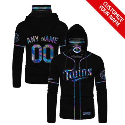 Minnesota Twins #00 3D Personalized Black Jersey Style Custom Number Name For Twins Fans Gaiter Hoodie GH0987