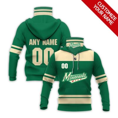 Minnesota Wild #00 Nhl Team Green Jersey Style Custom Number Name For Minnesota Wild Fans Gaiter Hoodie GH1007