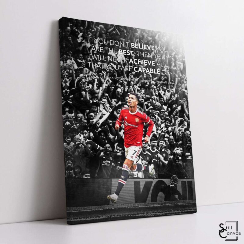 Motivational Canvas Art Cristiano Ronaldo Football Soccer Sports Quote Inspirational Framed Canvas Wall Art Poster Print 1