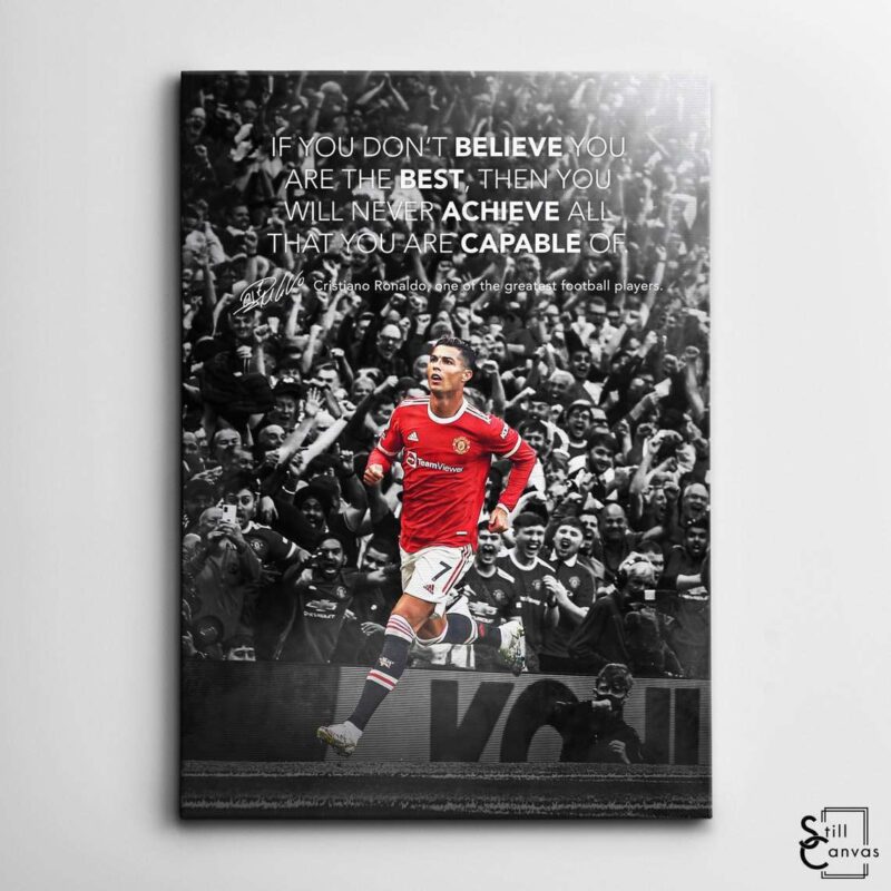 Motivational Canvas Art Cristiano Ronaldo Football Soccer Sports Quote Inspirational Framed Canvas Wall Art Poster Print 2