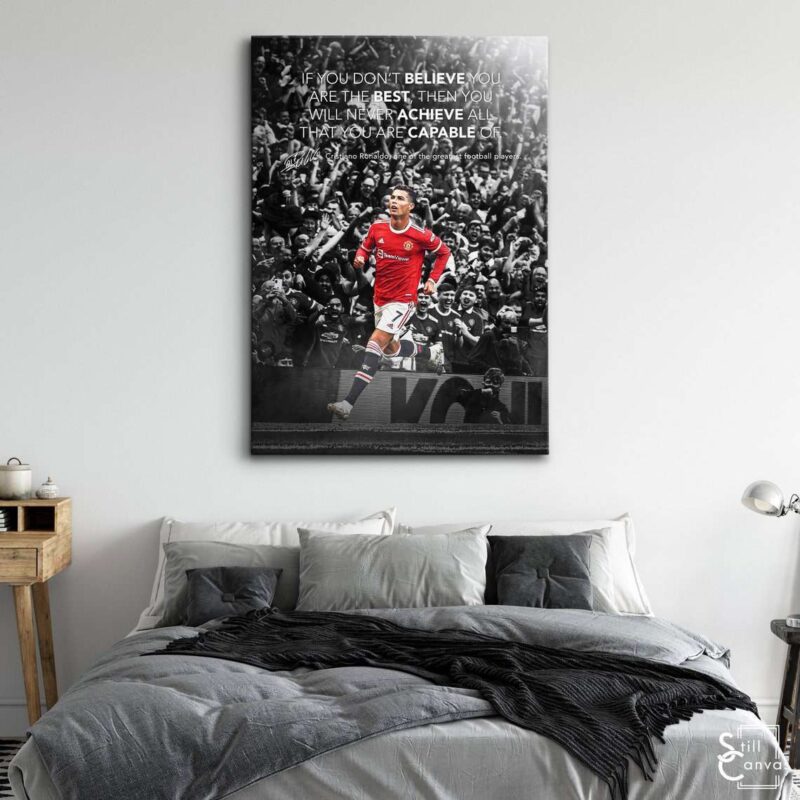 Motivational Canvas Art Cristiano Ronaldo Football Soccer Sports Quote Inspirational Framed Canvas Wall Art Poster Print 3