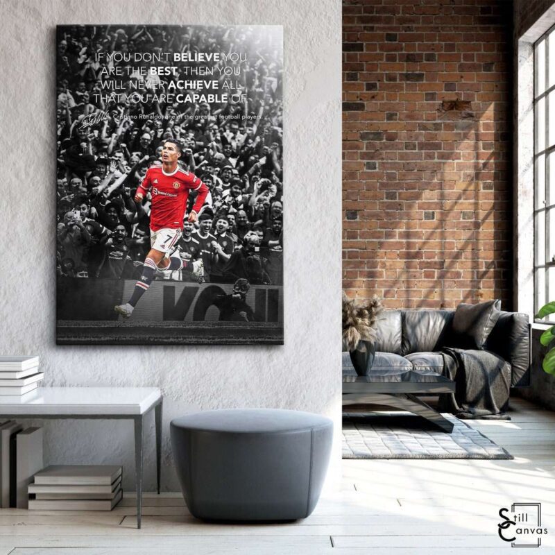 Motivational Canvas Art - Cristiano Ronaldo Football Soccer Sports Quote Inspirational Framed Canvas Wall Art Poster Print