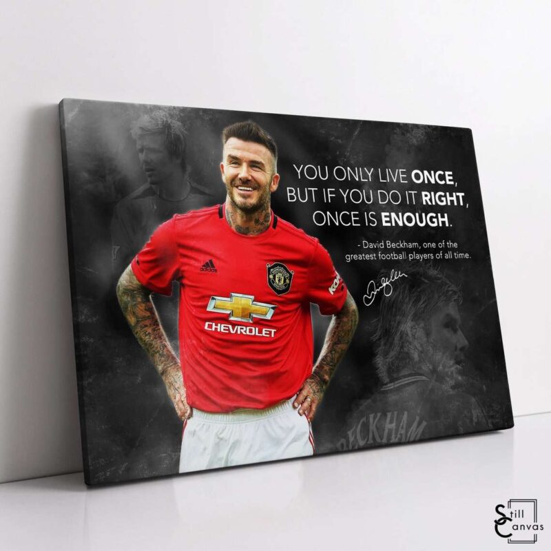 Motivational Canvas Art David Beckham The Only Time Football Legend Inspirational Framed Canvas Wall Art Poster Print 1