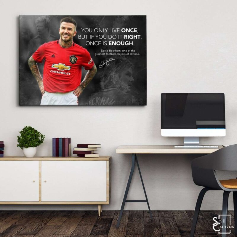Motivational Canvas Art David Beckham The Only Time Football Legend Inspirational Framed Canvas Wall Art Poster Print 3