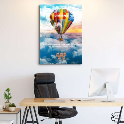 Motivational Canvas Art - Dreams Hot Air Balloon Sky Quote Inspirational Wall Art Framed Canvas Poster Print 3 Motivational Canvas Art Dreams Hot Air Balloon Sky Quote Inspirational Wall Art Framed Canvas Poster Print 3