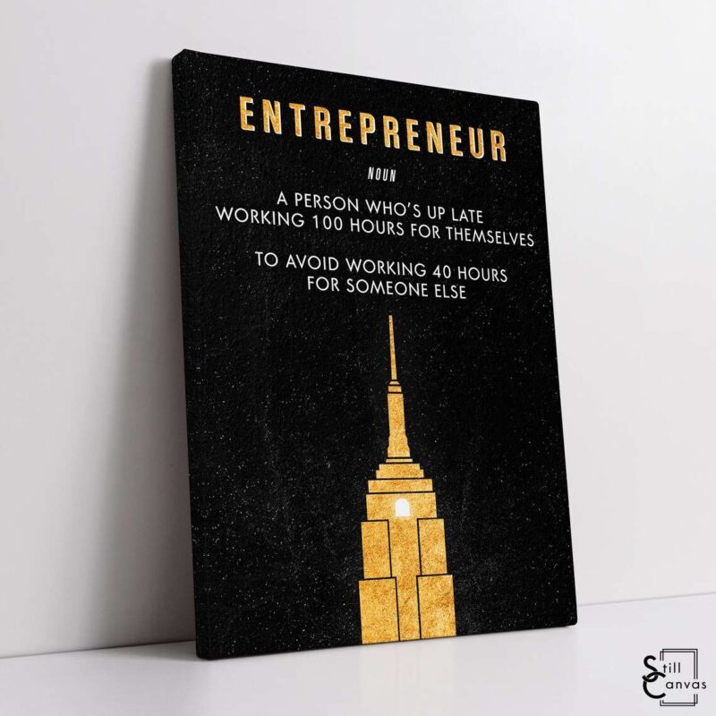 Motivational Canvas Art Entrepreneur Empire State Gold Quote Inspirational Wall Art Framed Canvas Poster Print 1