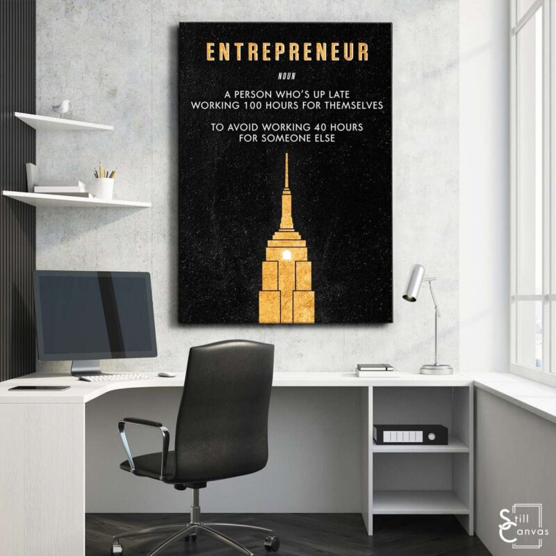 Motivational Canvas Art Entrepreneur Empire State Gold Quote Inspirational Wall Art Framed Canvas Poster Print 3