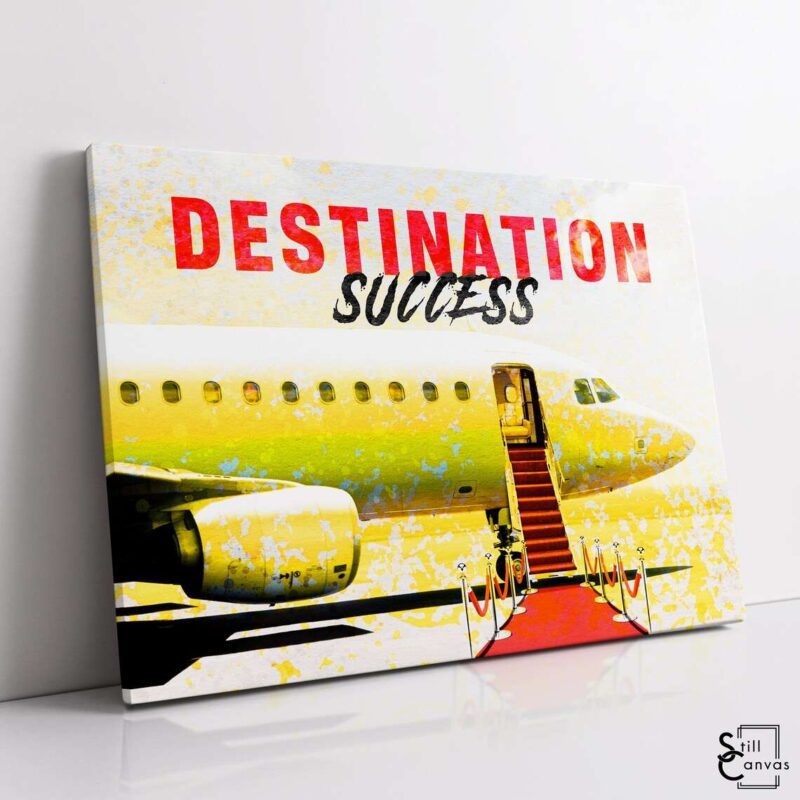 Motivational Canvas Art Jet Destination Success Quote Inspirational Framed Canvas Wall Art Poster Print 1