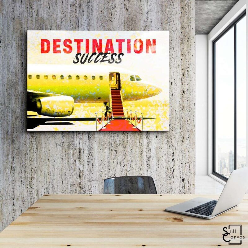 Motivational Canvas Art Jet Destination Success Quote Inspirational Framed Canvas Wall Art Poster Print 3
