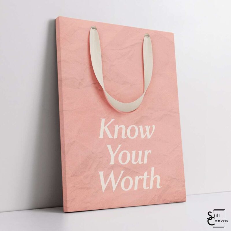 Motivational Canvas Art Know Your Worth Pink Inspirational Women Wall Art Framed Canvas Poster Print 1