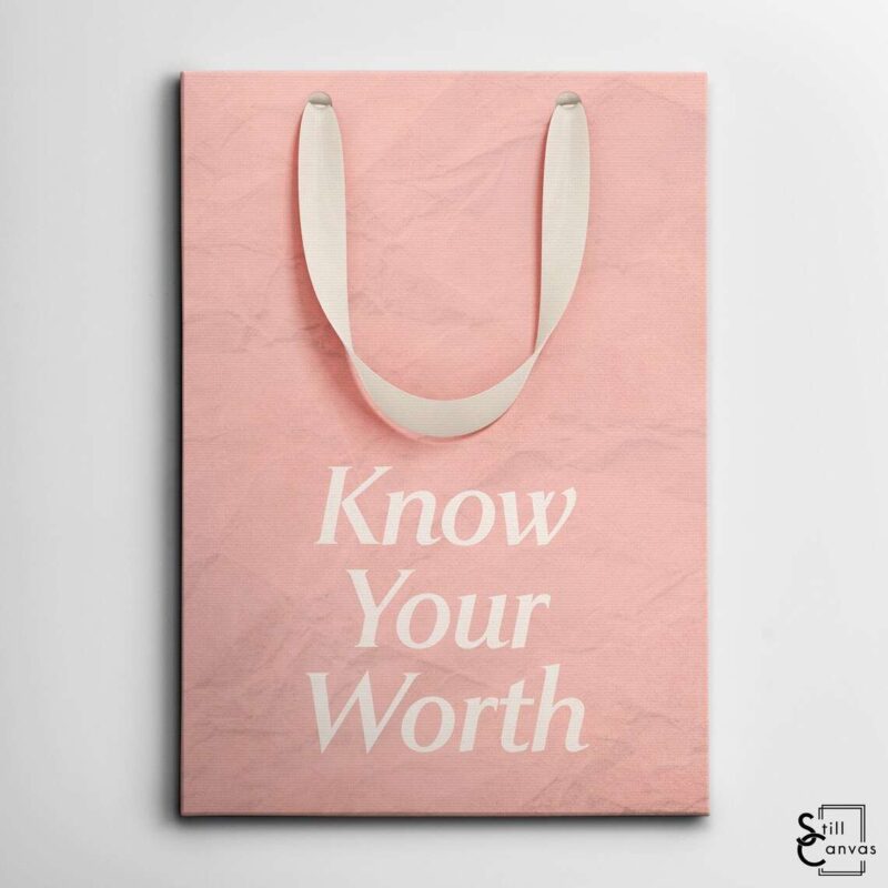 Motivational Canvas Art Know Your Worth Pink Inspirational Women Wall Art Framed Canvas Poster Print 2