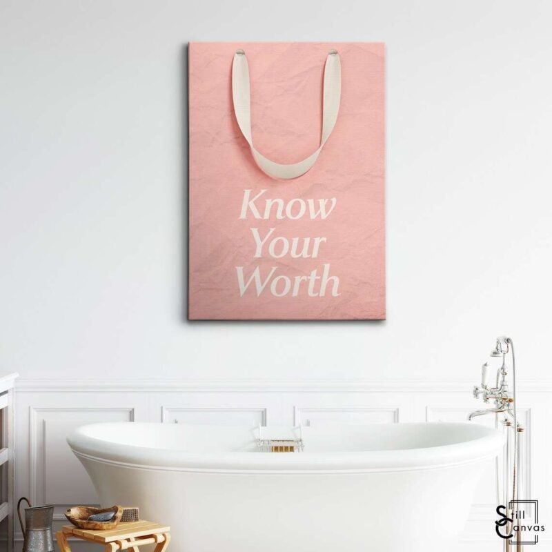 Motivational Canvas Art Know Your Worth Pink Inspirational Women Wall Art Framed Canvas Poster Print 3