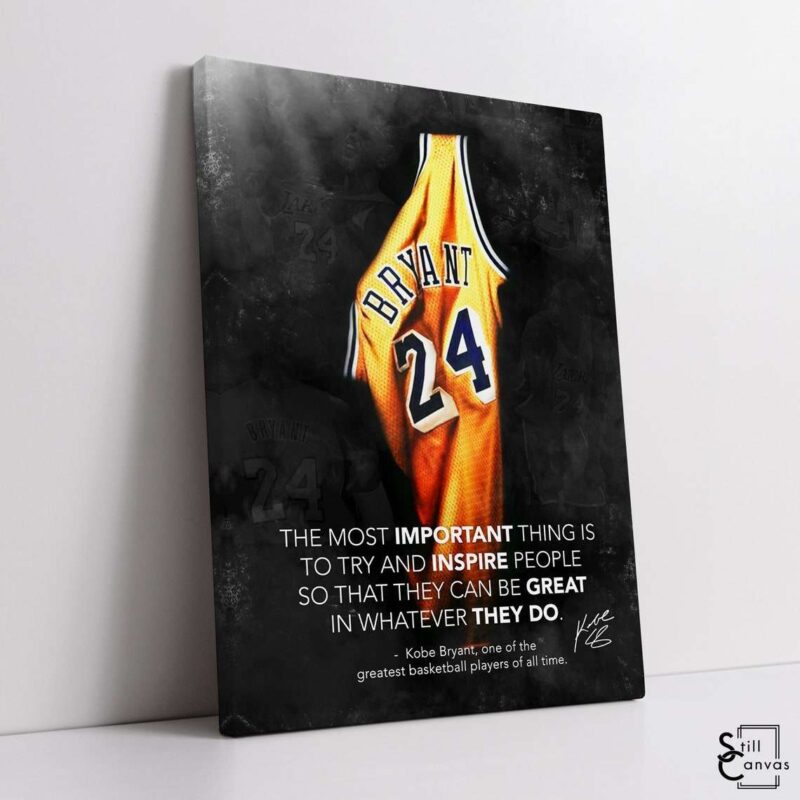 Motivational Canvas Art Kobe Bryant Most Important Thing Quote Inspirational Framed Canvas Wall Art Poster Print 1