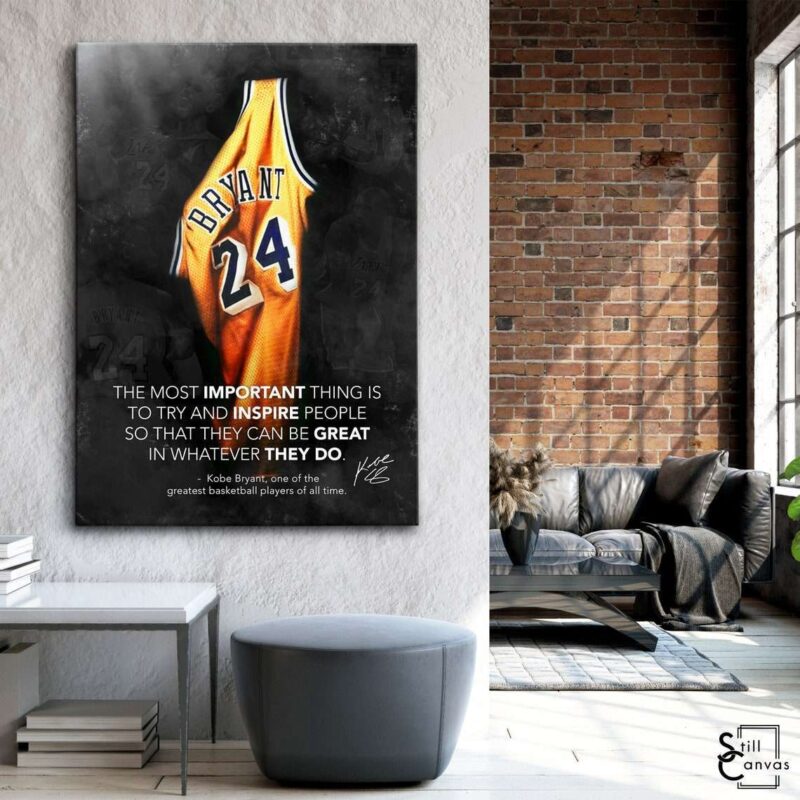 Motivational Canvas Art - Kobe Bryant "Most Important Thing" Quote Inspirational Framed Canvas Wall Art Poster Print