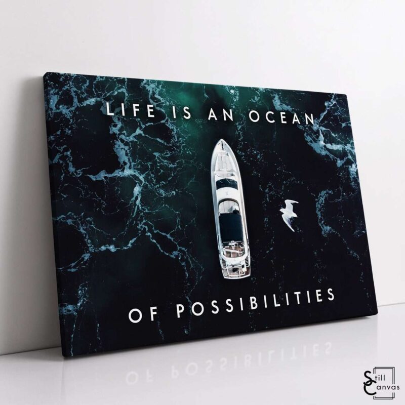 Motivational Canvas Art Life Is An Ocean Of Possibilities Quote Inspirational Framed Canvas Wall Art Poster Print 1