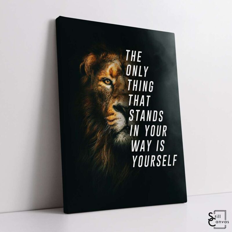 Motivational Canvas Art Lion The Only Thing Orange Quote Inspirational Wall Art Framed Canvas Poster Print 1