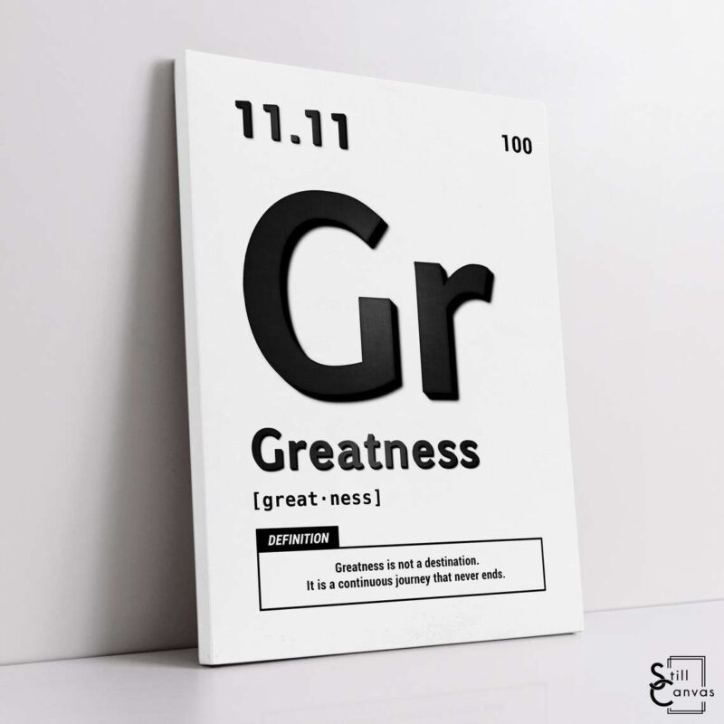 Motivational Canvas Art Periodic Greatness BlackWhite Quote Inspirational Wall Art Framed Canvas Poster Print 1