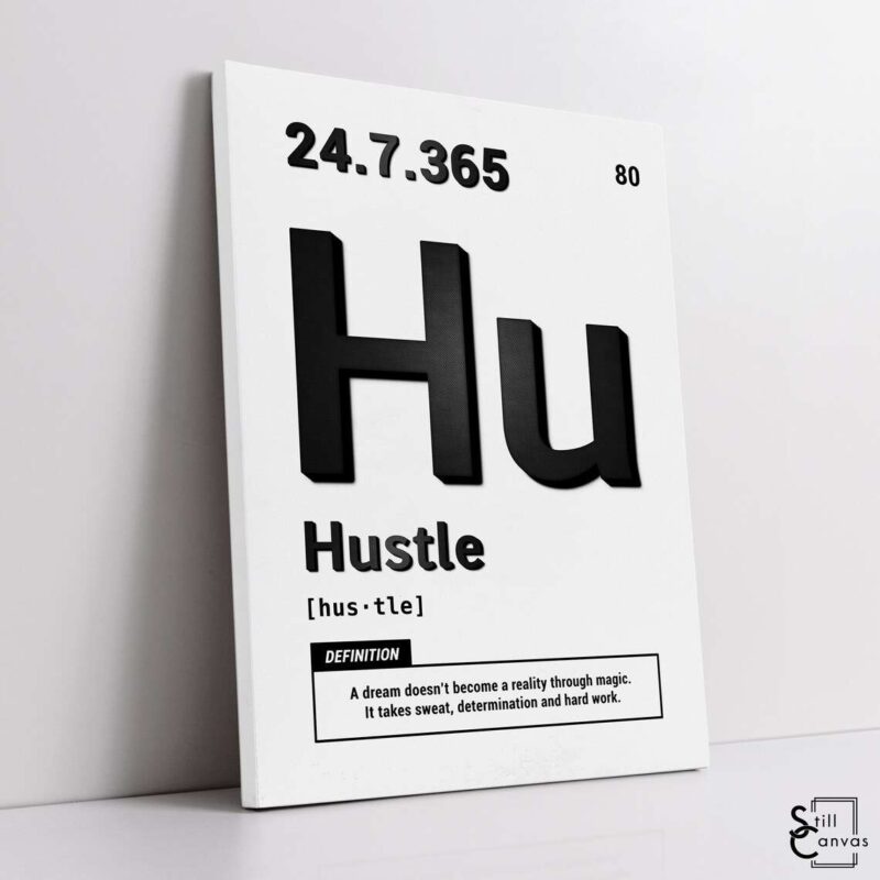 Motivational Canvas Art Periodic Hustle BlackWhite Quote Inspirational Wall Art Framed Canvas Poster Print 1