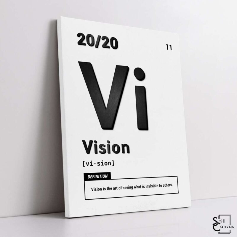 Motivational Canvas Art Periodic Vision BlackWhite Quote Inspirational Wall Art Framed Canvas Poster Print 1