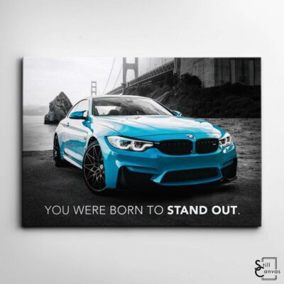 Motivational Canvas Art - "Stand Out" Blue Bmw M4 Car Quote Inspirational Framed Canvas Wall Art Poster Print 2 Motivational Canvas Art Stand Out Blue Bmw M4 Car Quote Inspirational Framed Canvas Wall Art Poster Print 2