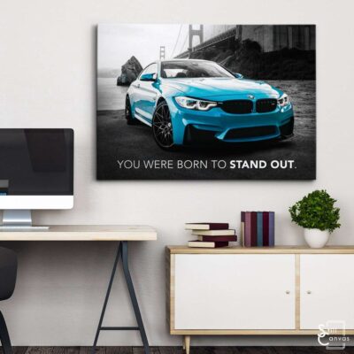 Motivational Canvas Art - "Stand Out" Blue Bmw M4 Car Quote Inspirational Framed Canvas Wall Art Poster Print 3 Motivational Canvas Art Stand Out Blue Bmw M4 Car Quote Inspirational Framed Canvas Wall Art Poster Print 3