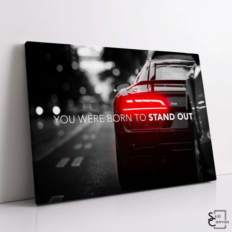 Motivational Canvas Art Stand Out Supercar Audi R8 Quote Inspirational Framed Canvas Wall Art Poster Print 1