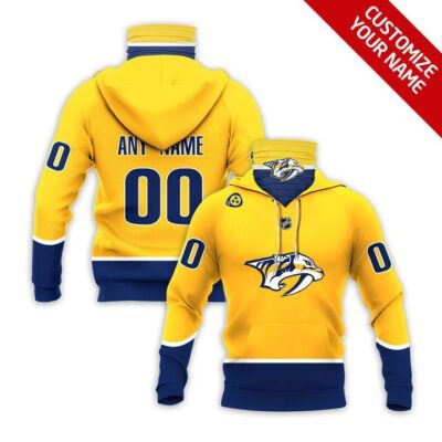 Nashville Predators Nhl Ice Hockey Team Logo Gold Jersey Style Custom Number Name For Predators Fans Gaiter Hoodie GH0667