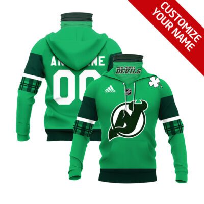 New Jersey Devils #00 Nhl Team Green Jersey Style Custom Number Name For New Jersey Devils Fans Gaiter Hoodie GH0458