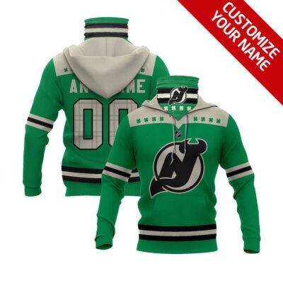 New Jersey Devils #00 Nhl Team Green Jersey Style Custom Number Name For New Jersey Devils Fans Gaiter Hoodie GH0631